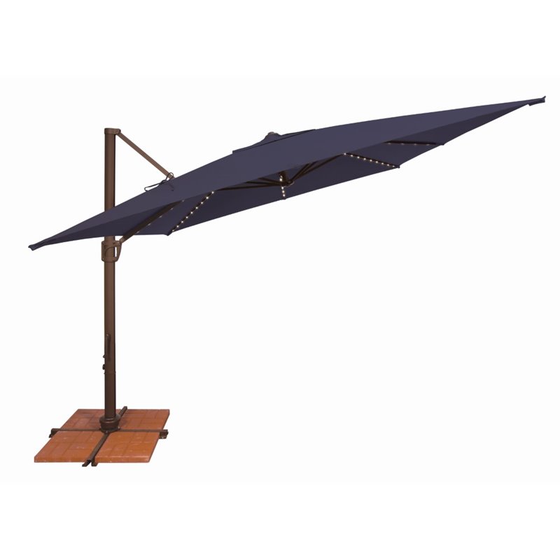 Simply Shade Bali Pro Starlight Umbrella w/ Cross Bar Stand in Bronze/Navy