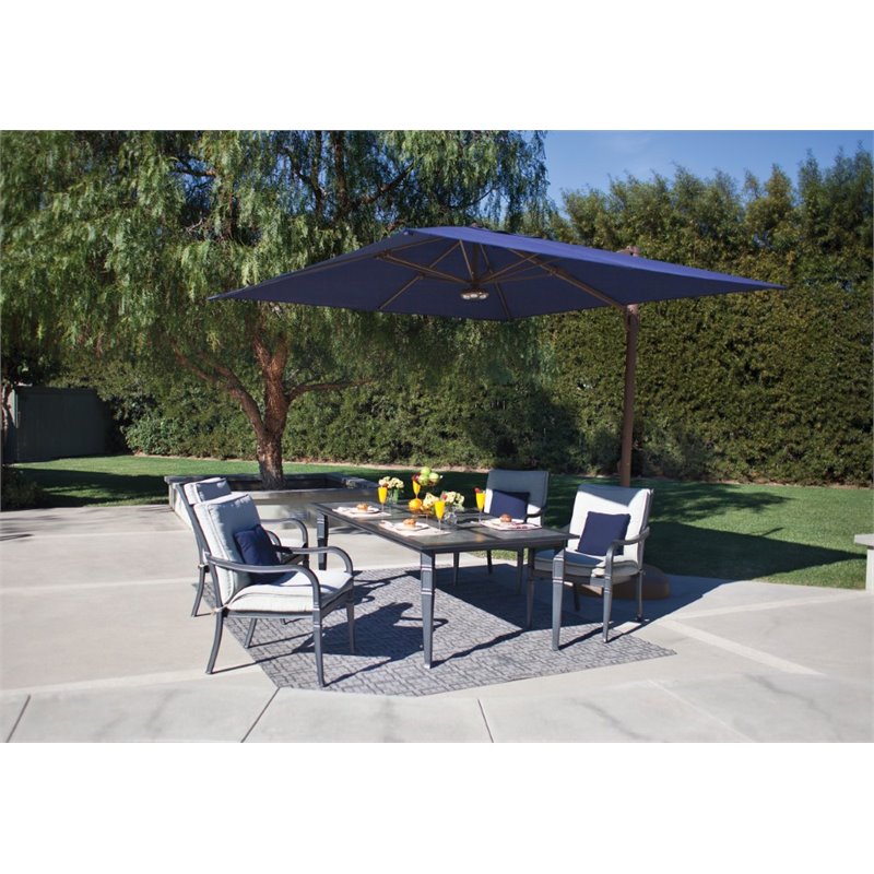 Simply Shade Bali Solefin Umbrella with Cross Bar Stand in Bronze/Blue Sky