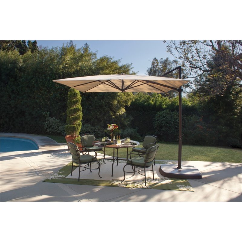 Simply Shade Skye Square Solefin Umbrella with Cross Bar Stand in Bronze/Beige