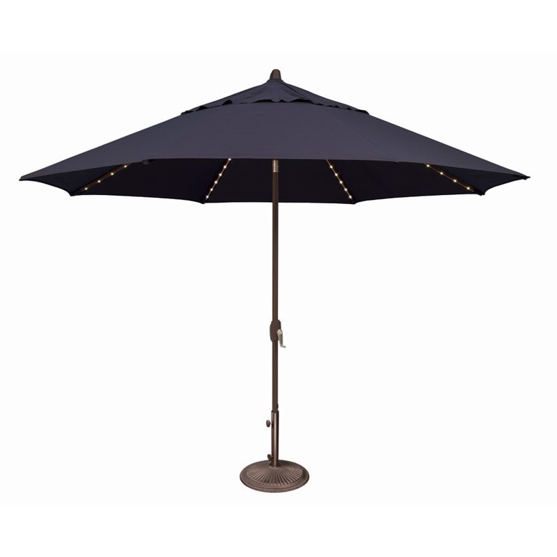 Simply Shade Lanai Pro Octagon Auto Tilt with Starlight Umbrella in Bronze/Navy