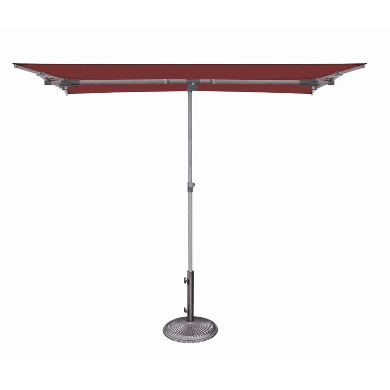 Simply Shade Capri Polyester Rectangle Balcony Umbrella in Platinum/Deep Red