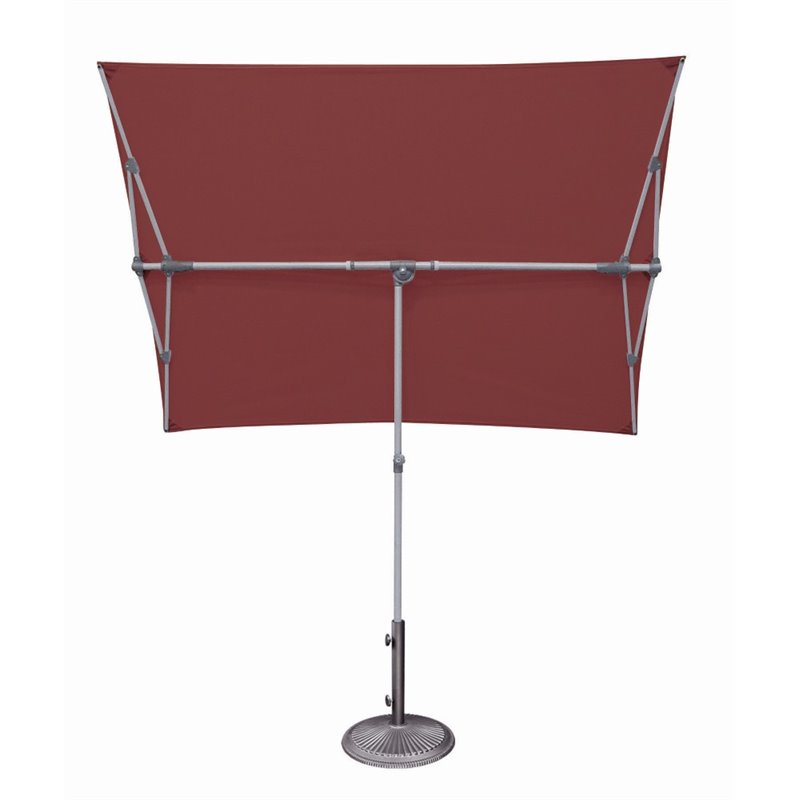 Simply Shade Capri Polyester Rectangle Balcony Umbrella in Platinum/Deep Red