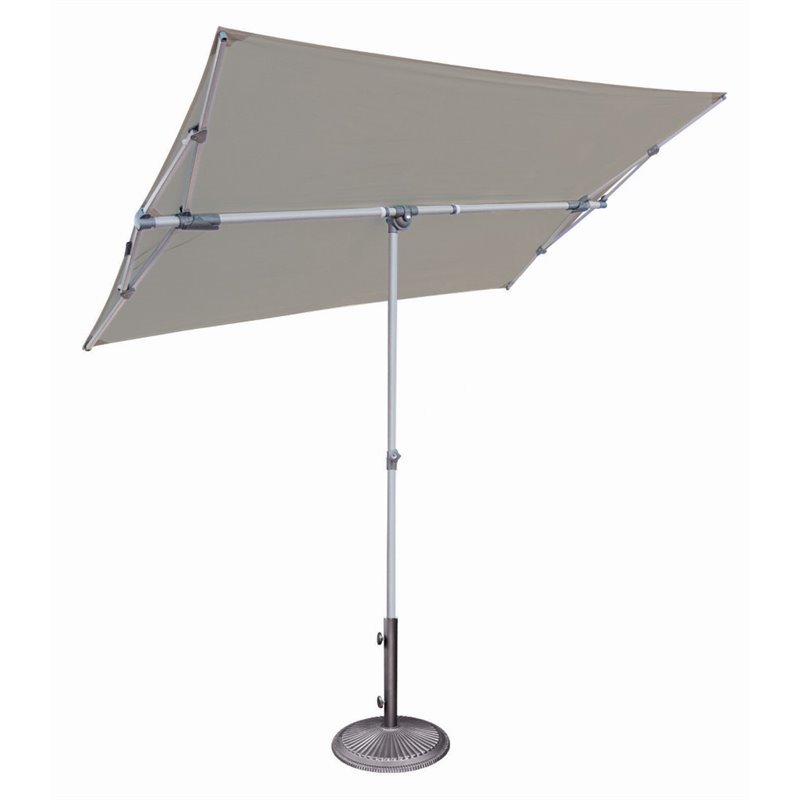 Simply Shade Capri Polyester Rectangle Balcony Umbrella in Platinum/Stone