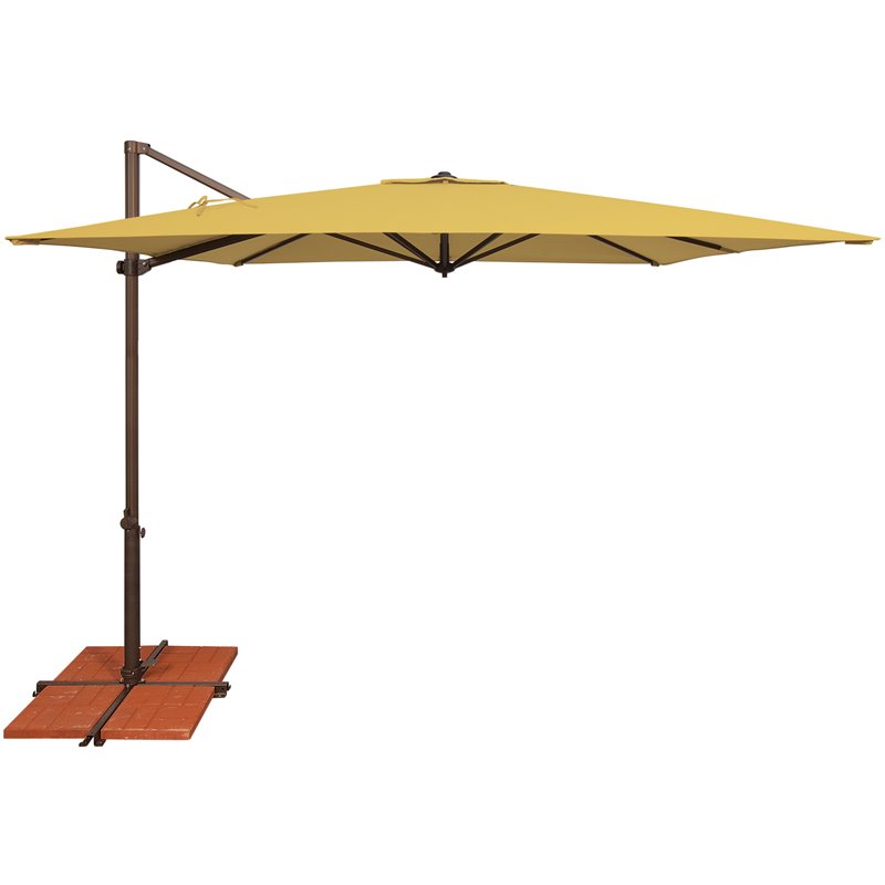 Simply Shade Skye Square Solefin Umbrella with Cross Bar Stand in Bronze/Lemon