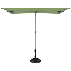 Simply Shade Capri Polyester Rectangle Balcony Umbrella in Platinum/Lime