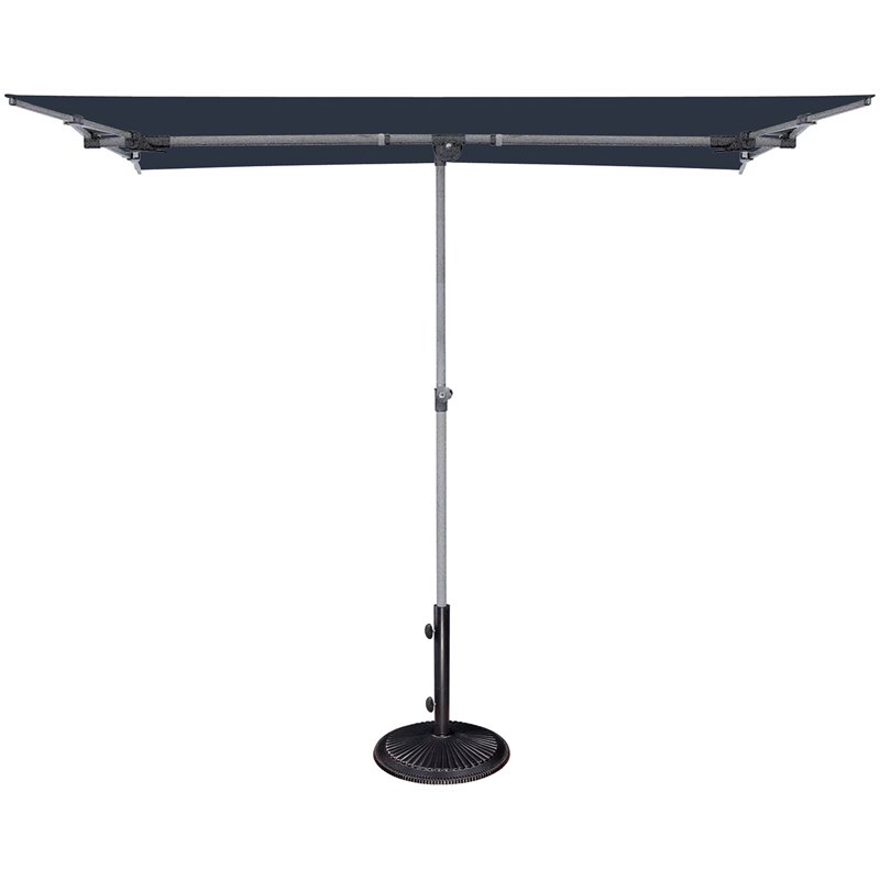 Simply Shade Capri Polyester Rectangle Balcony Umbrella in Platinum/Navy