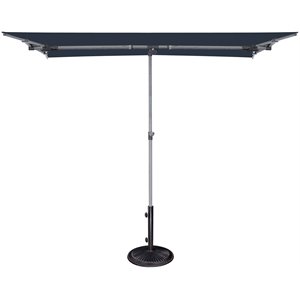Simply Shade Capri Polyester Rectangle Balcony Umbrella in Platinum/Navy