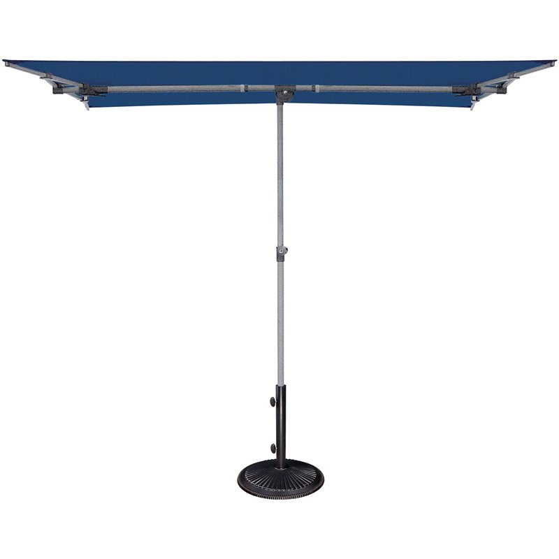 Simply Shade Capri Polyester Rectangle Balcony Umbrella in Platinum/Ocean Blue