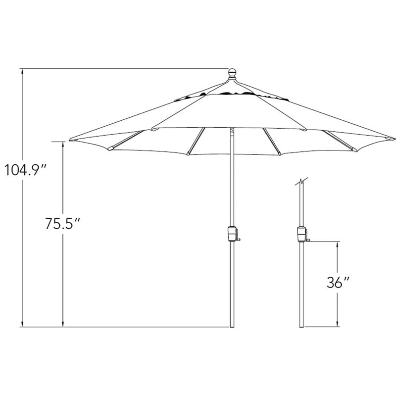 Simply Shade Catalina Octagon Push Button Tilt Umbrella in Black/Blue Sky