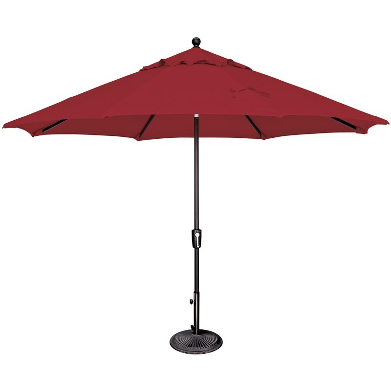SimplyShade Catalina Octagon Push Button Tilt Umbrella in Black/Really Red