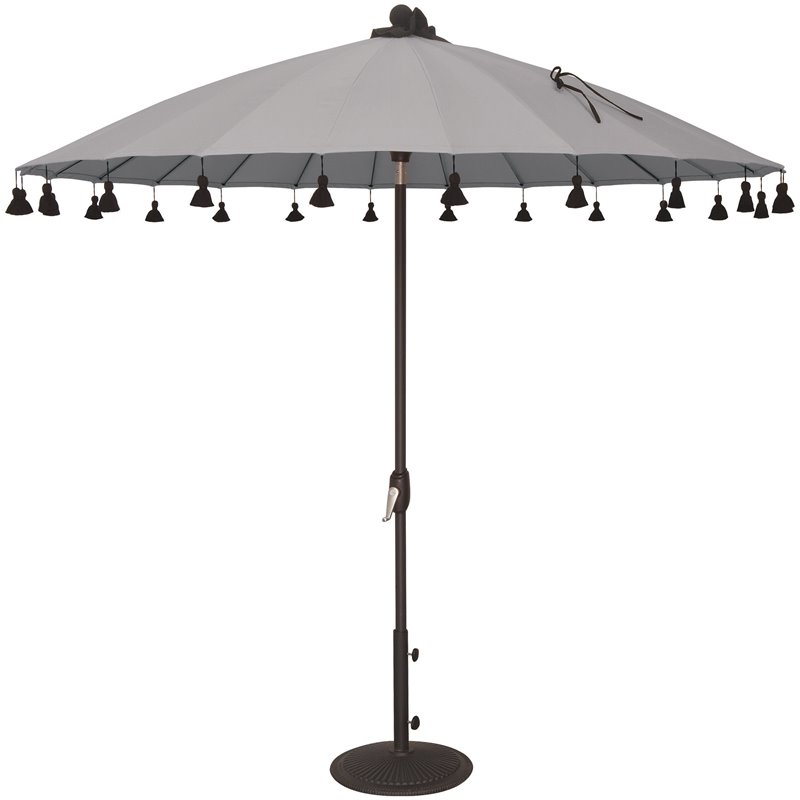 Simply Shade Isabela Round Fabric Auto Tilt Umbrella in Black/Cast Silver