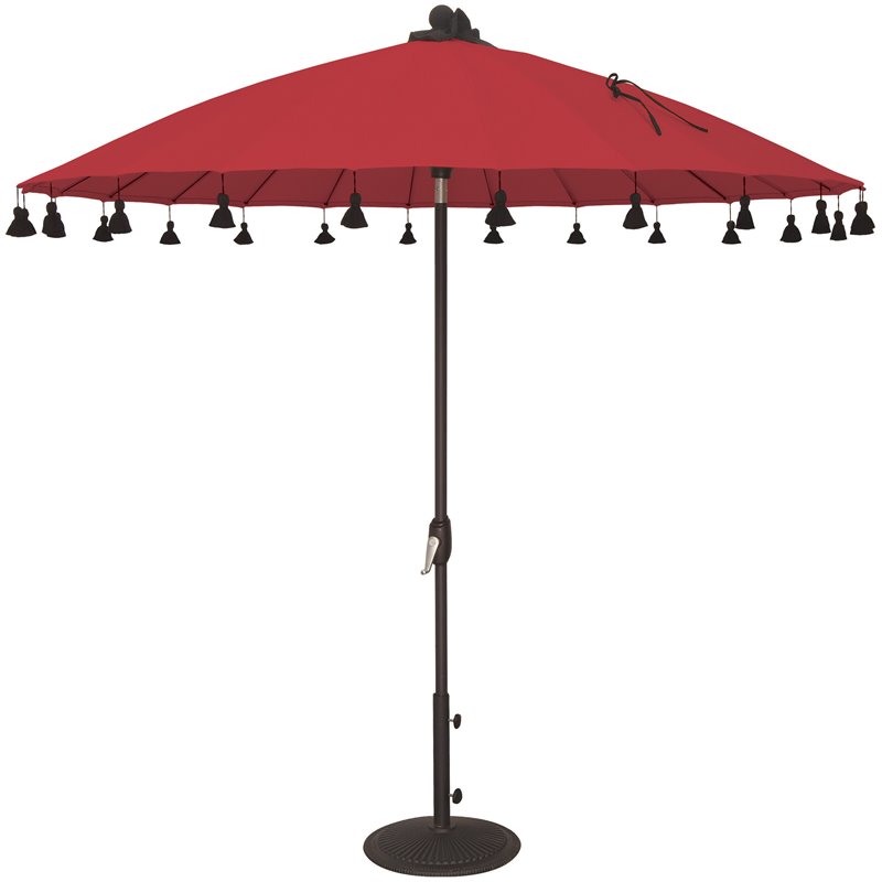 Simply Shade Isabela Round Fabric Auto Tilt Umbrella in Black/Jockey Red