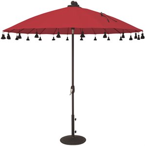 Simply Shade Isabela Round Fabric Auto Tilt Umbrella in Black/Jockey Red