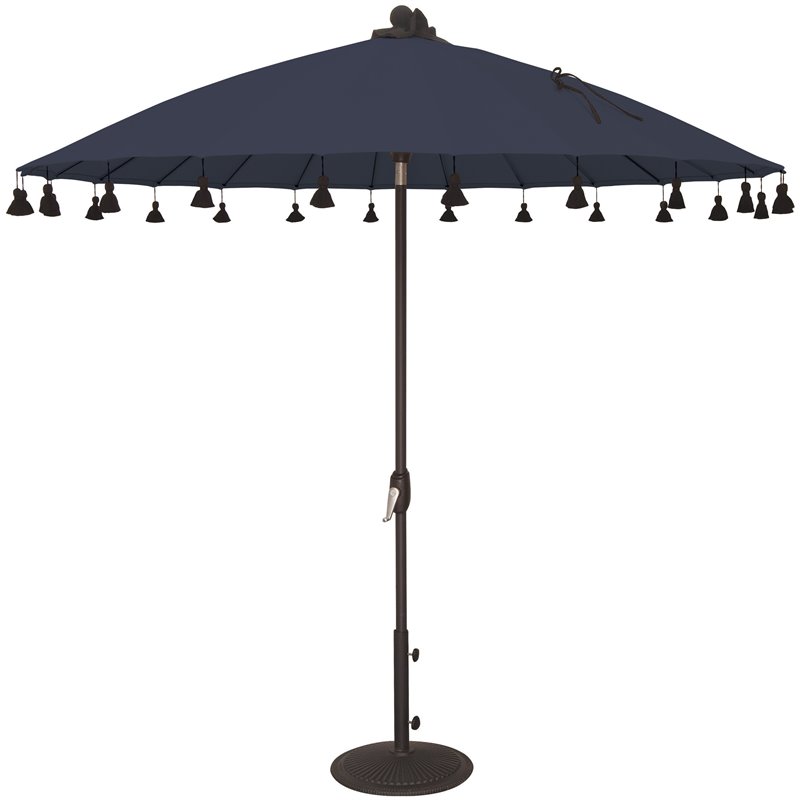 Simply Shade Isabela Round Fabric Auto Tilt Umbrella in Black/Navy