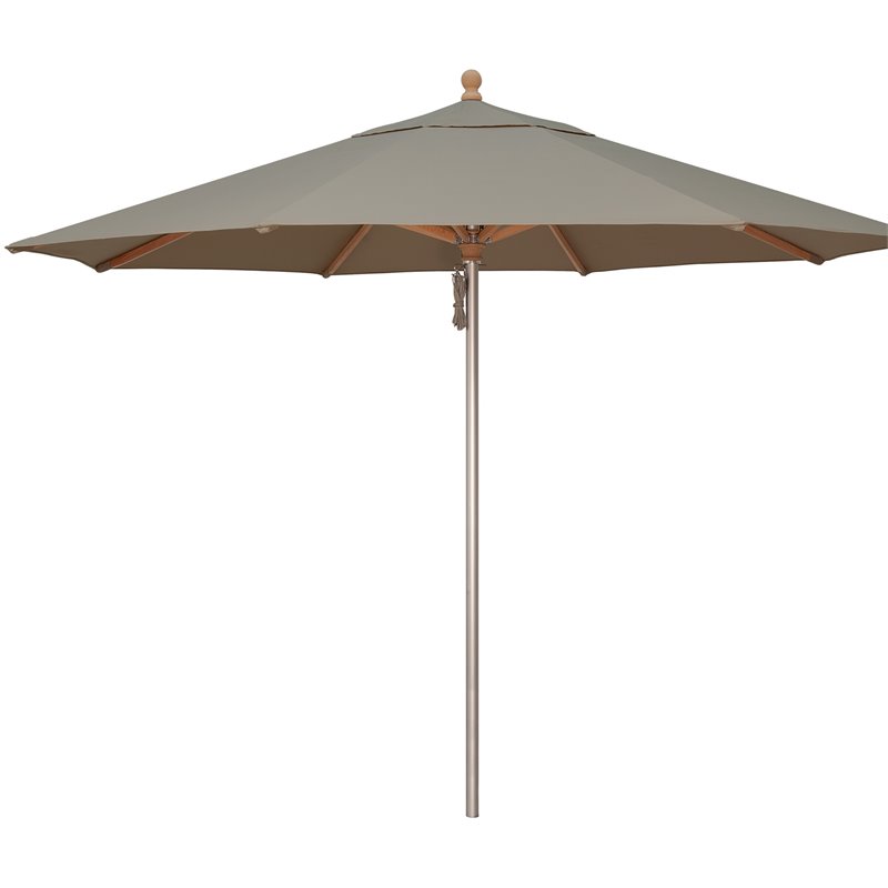 Simply Shade Ibiza Fabric Aluminum Wood Umbrella in Silver/Cast Silver