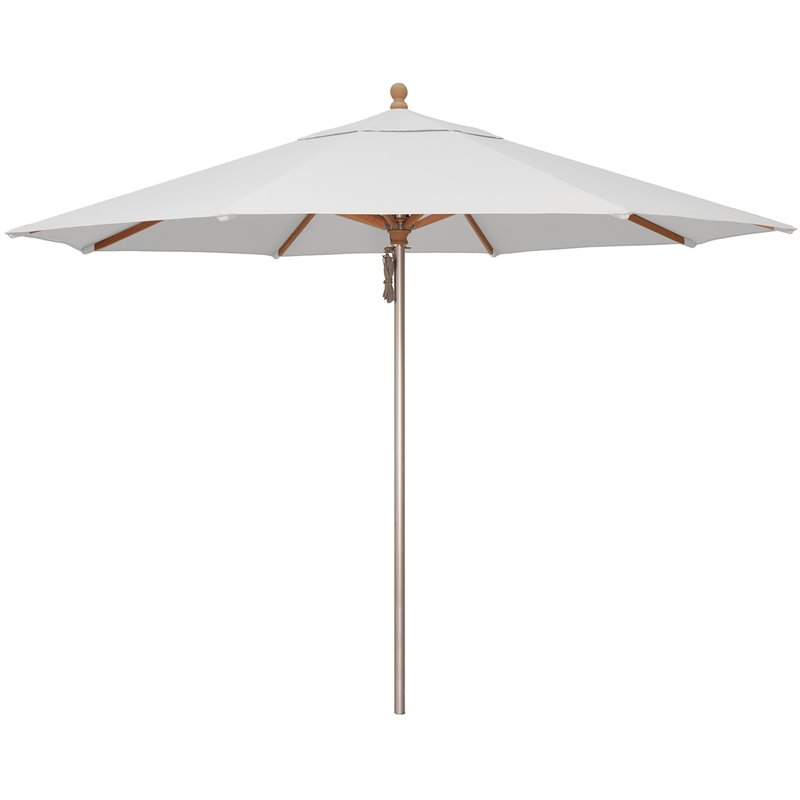 Simply Shade Ibiza Fabric Aluminum Wood Umbrella in Silver Anodized/Natural