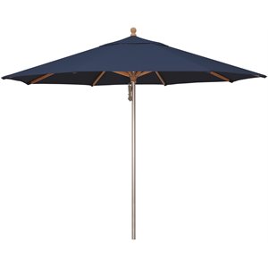 Simply Shade Ibiza Fabric Aluminum Wood Umbrella in Silver/Navy