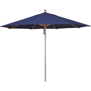 Simply Shade Ibiza Solefin Aluminum Wood Umbrella in Silver/Blue Sky