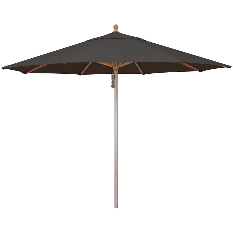 Simply Shade Ibiza Solefin Aluminum Wood Umbrella in Silver/Black