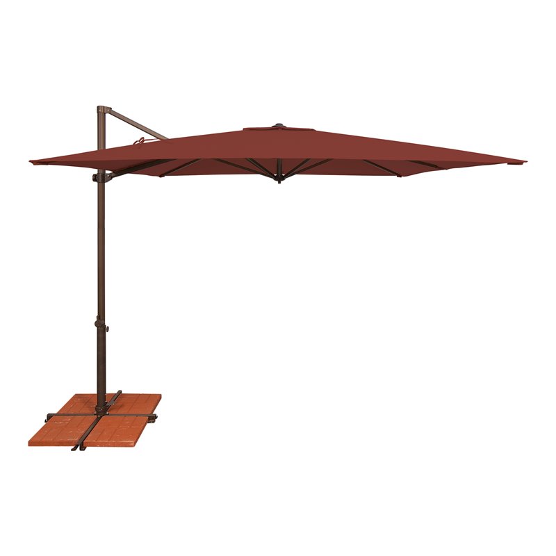 Simply Shade Skye Square Solefin Umbrella with Cross Bar Stand in Bronze/Henna