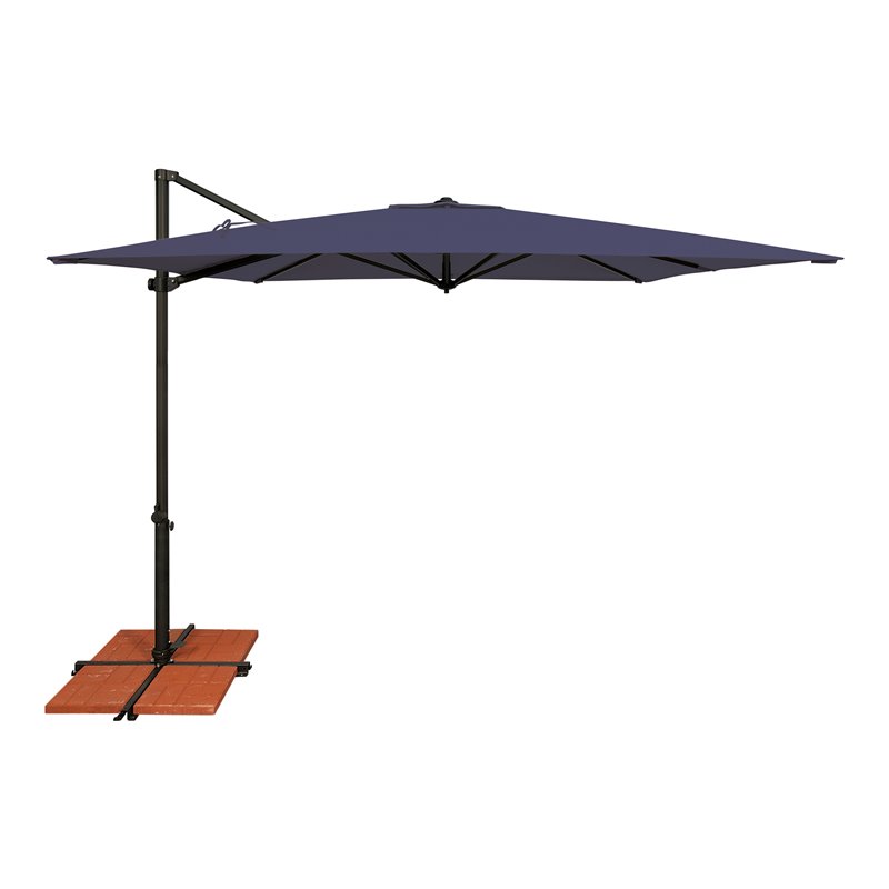 Simply Shade Skye Square Fabric Umbrella with Cross Bar Stand in Black/Navy