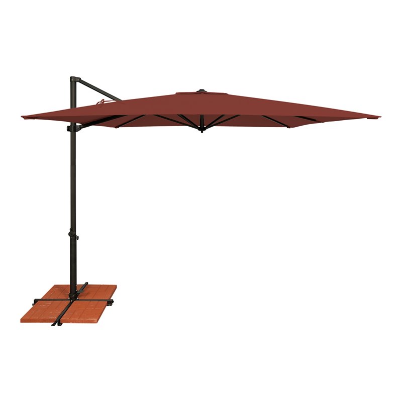Simply Shade Skye Square Solefin Umbrella with Cross Bar Stand in Black/Henna