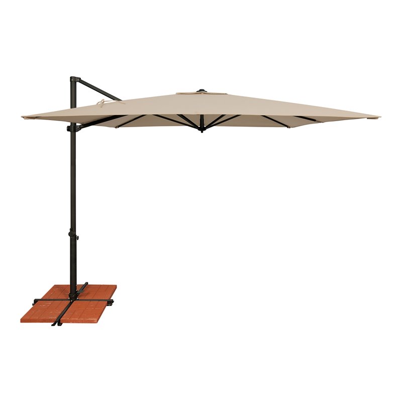 Simply Shade Skye Square Solefin Umbrella with Cross Bar Stand in Black/Beige