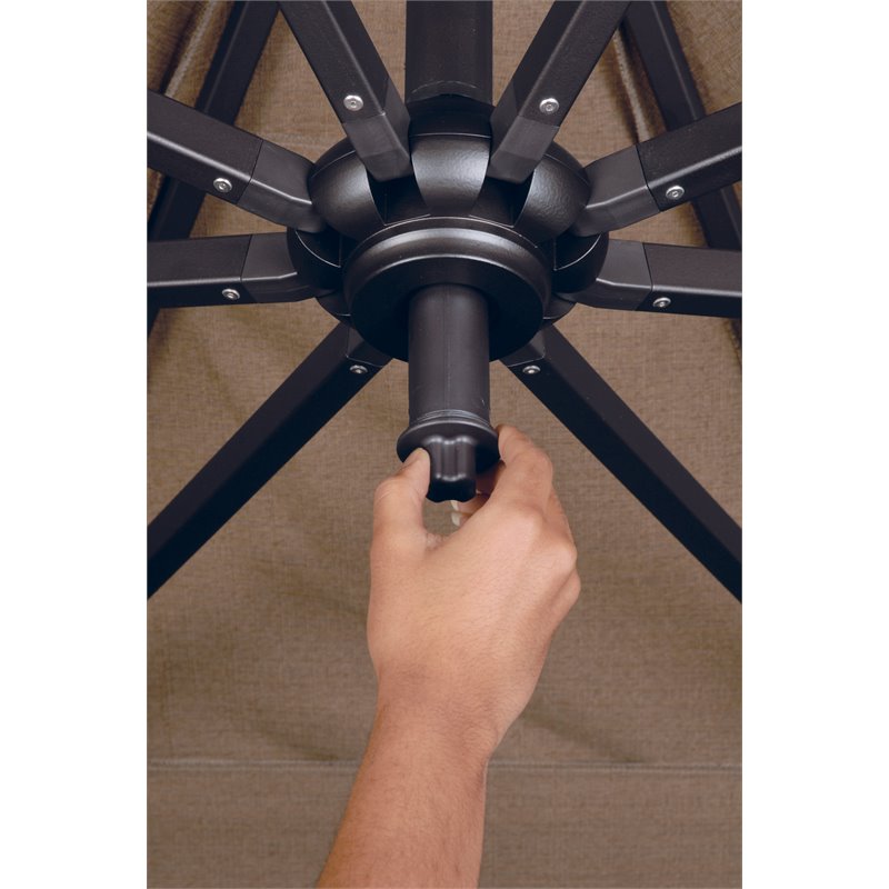 Simply Shade Skye Square Solefin Umbrella with Cross Bar Stand in Black/Taupe
