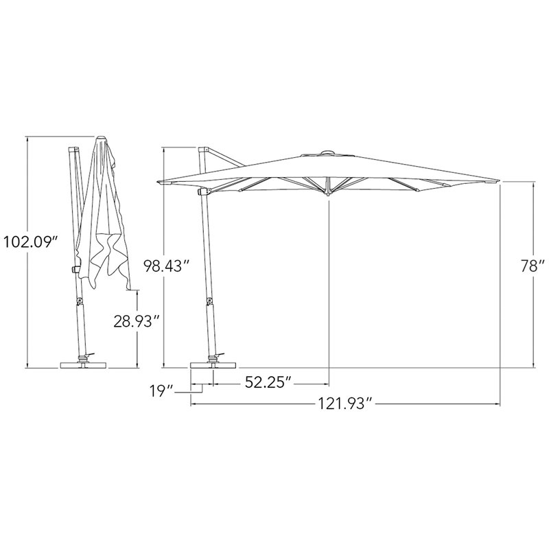 Simply Shade Skye Square Solefin Umbrella with Cross Bar Stand in Black/Taupe