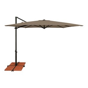 Simply Shade Skye Square Solefin Umbrella with Cross Bar Stand in Black/Taupe