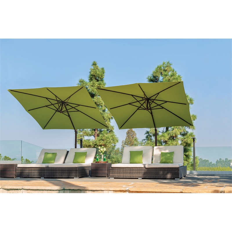 SimplyShade Skye 8.6' Square Cantilever Umbrella with Cross Bar Stand in Silver