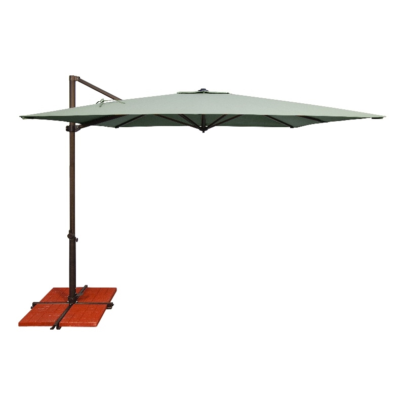 SimplyShade Skye 8.6' Square Cantilever Umbrella with Cross Bar Stand in Silver