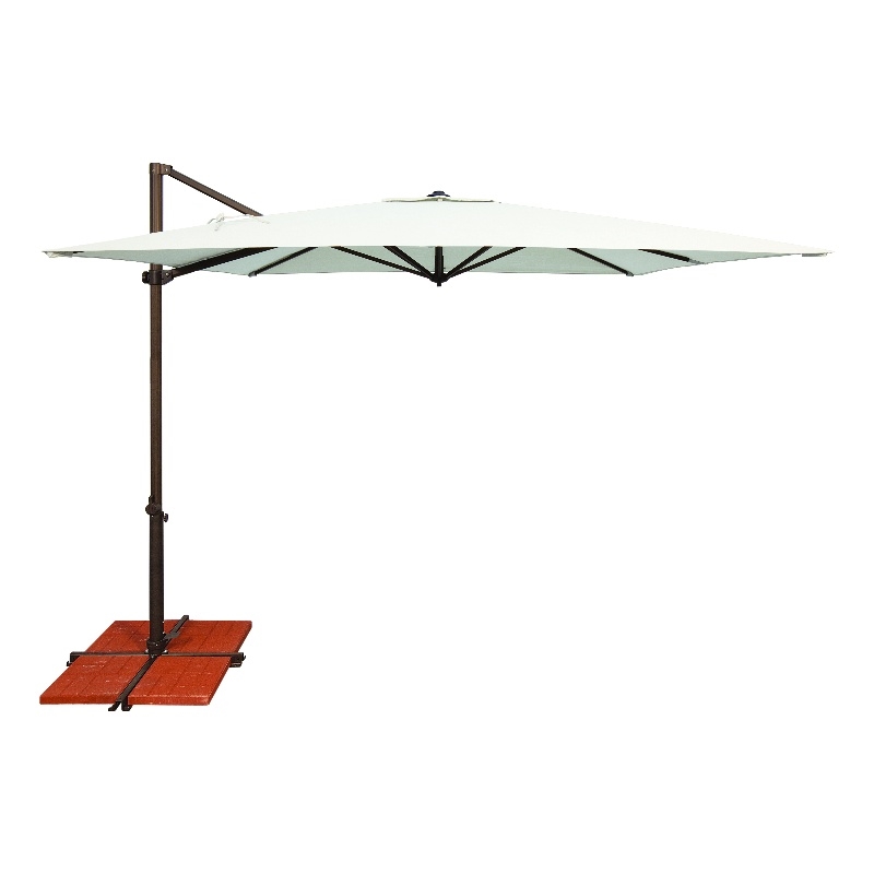SimplyShade Skye 8.6' Square Cantilever Umbrella with Cross Bar Stand in Natural
