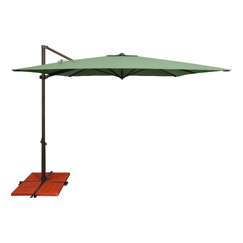 SimplyShade Skye 8.6' Square Cantilever Umbrella with Cross Bar Stand in Spa