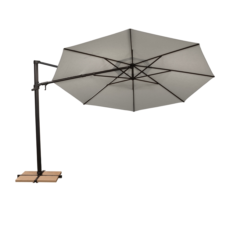 SimplyShade Maldives 11' Octagonal Cantilever Umbrella with Cross Bar Stand in Taupe