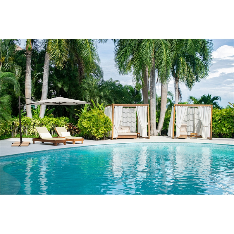 SimplyShade Maldives 11' Octagonal Cantilever Umbrella with Cross Bar Stand in Taupe