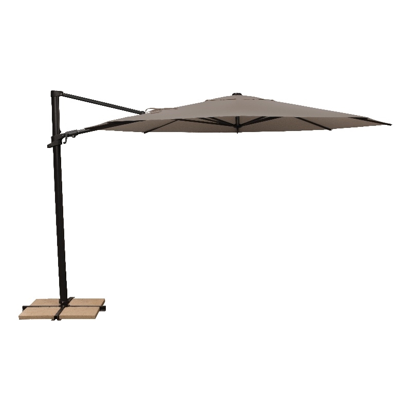 SimplyShade Maldives 11' Octagonal Cantilever Umbrella with Cross Bar Stand in Taupe
