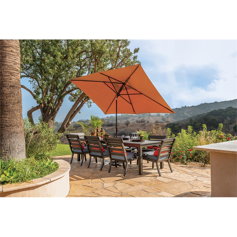 SimplyShade Catalina 6.6' x 10' Rectangle Push Button Tilt Patio Umbrella in Silver