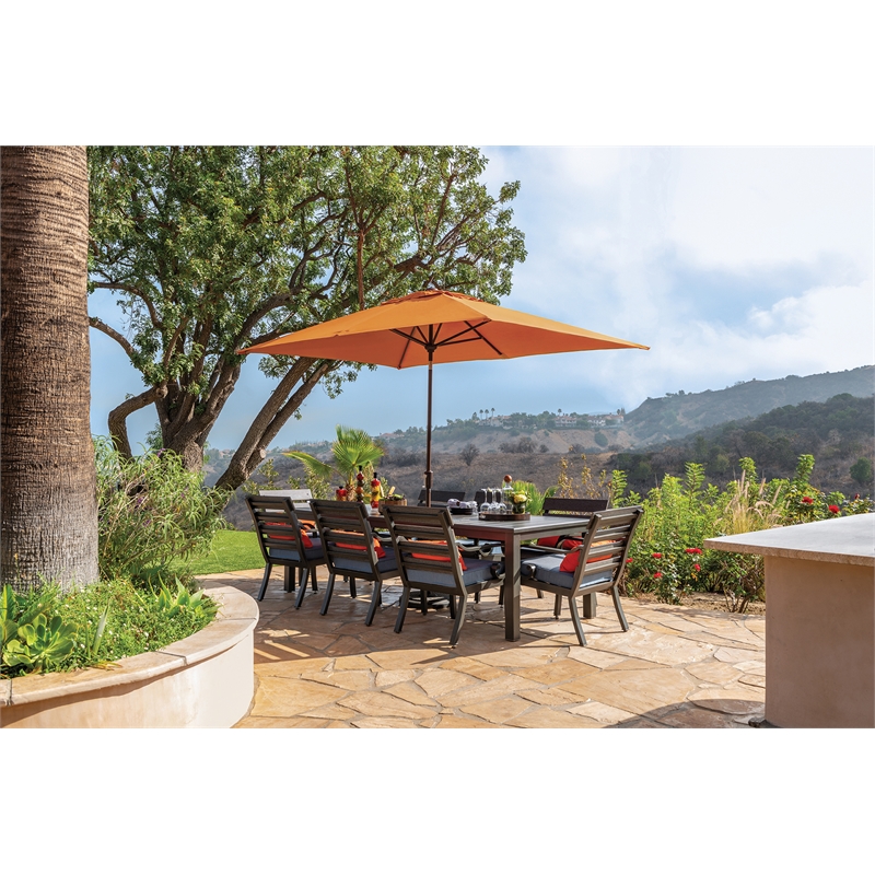 SimplyShade Catalina 6.6' x 10' Rectangle Push Button Tilt Patio Umbrella in Henna