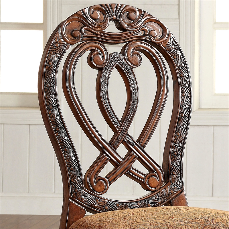 Furniture of America Madison Wood Padded Dining Chair in Cherry (Set of 2)