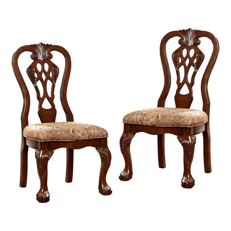 Furniture of America Wilson Wood Padded Dining Chair in Brown Cherry (Set of 2)