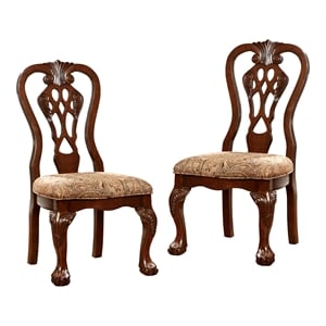 Furniture of America Wilson Wood Padded Dining Chair in Brown Cherry (Set of 2)