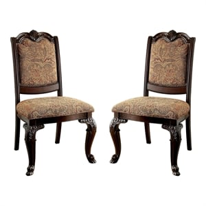 Furniture of America Ramsaran Fabric Dining Chair in Brown Cherry (Set of 2)