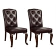 Furniture of America Ramsaran Brown Cherry Faux Leather Dining Chair (Set of 2)