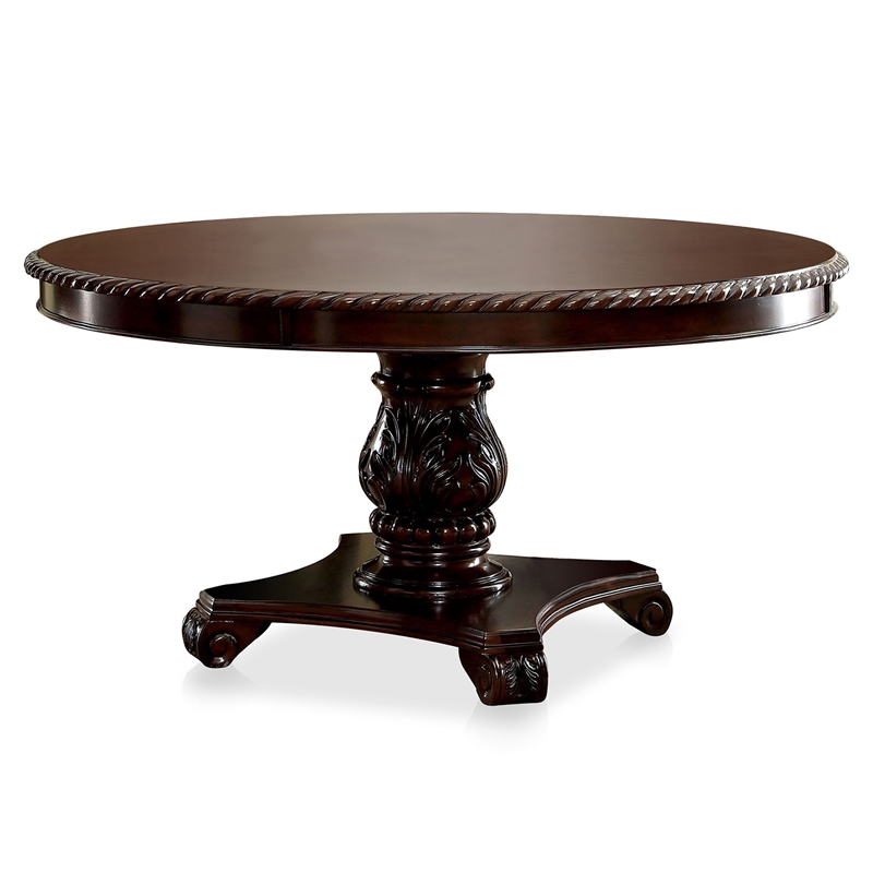Furniture of America Ramsaran 7-Piece Brown Cherry Round Wood Dining Set