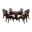 Furniture of America Ramsaran 7 Piece Round Wood Dining Set in Brown Cherry