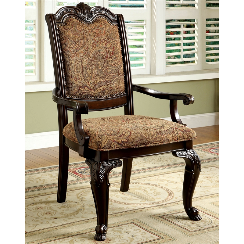 Furniture of America Ramsaran Wood 7-Piece Dining Table Set in Brown Cherry