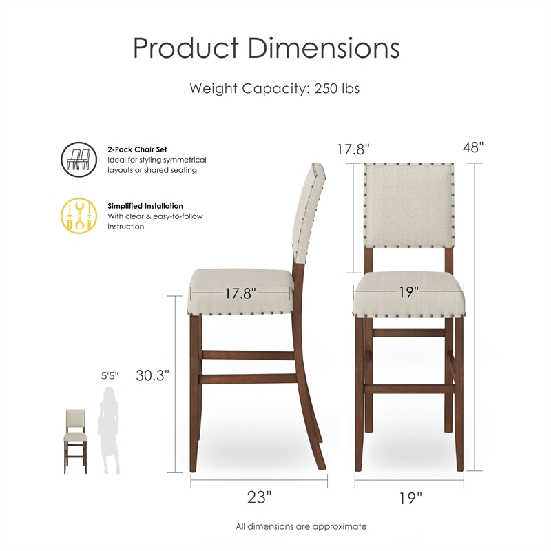 Furniture of America Sinuata Fabric Upholstery Dining Chair - Natural (Set of 2)