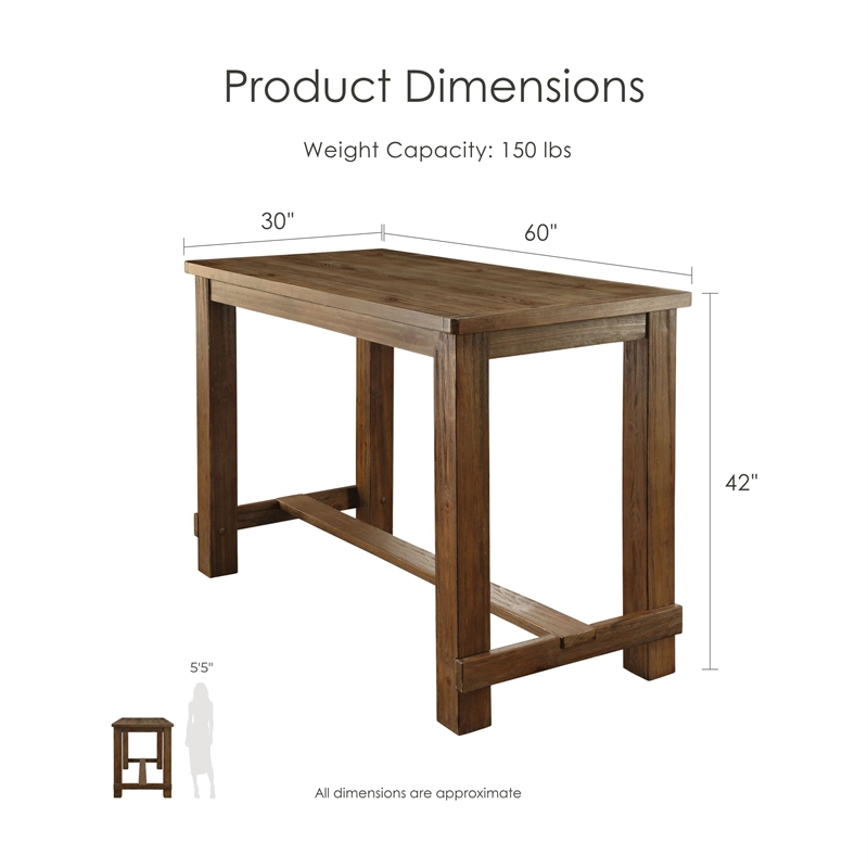 Furniture of America Sinuata Rustic Wood 5-Piece Bar Table Set in Natural Tone