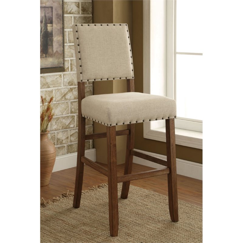 Furniture of America Sinuata Rustic Wood 5-Piece Bar Table Set in Natural Tone